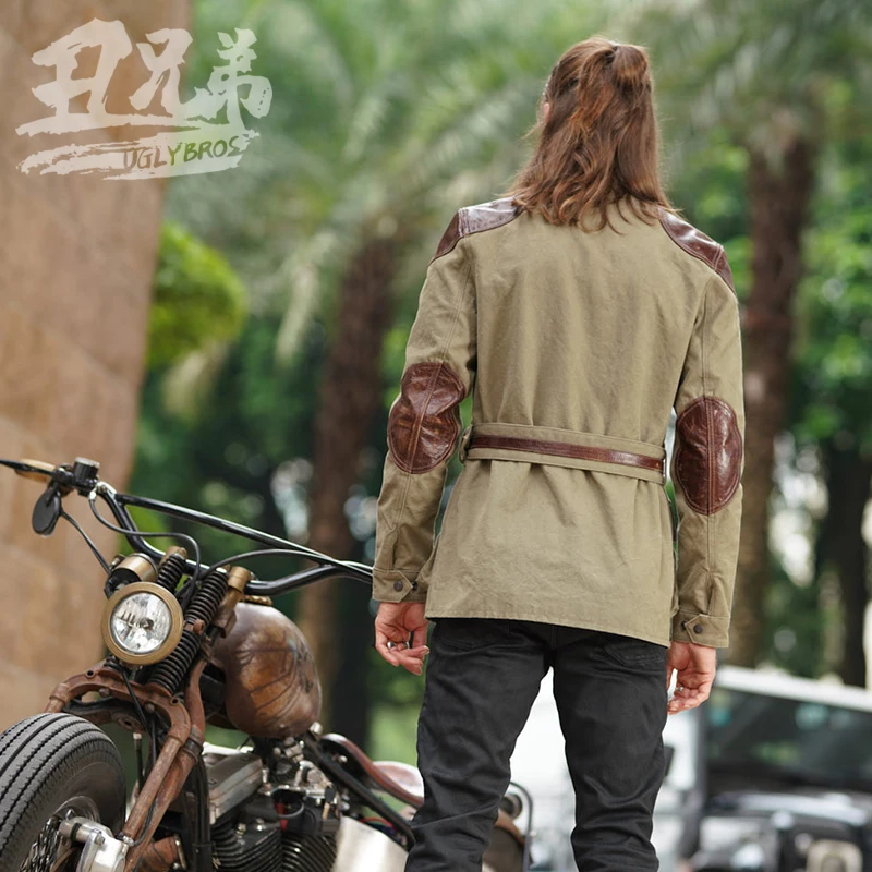 Motorcycle Jacket Men's waterproof Distressed Canvas Outdoor Jacket Safety Protective Motorbike Clothing 2 Color uglybros