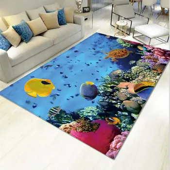 

Fish Ocean World Sea Doormat Soft Carpets For Living Room Bedroom Anti-slip Floor Mats Bedroom Carpet Rugs