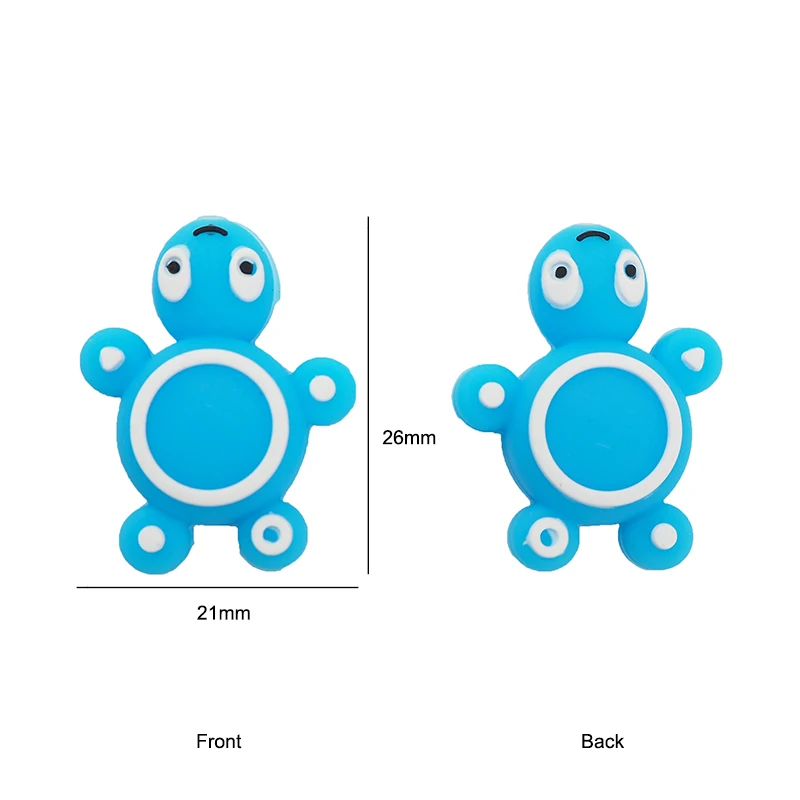 Chenkai 50PCS Silicone Turtle Beads Baby Animal Shape Of Mini Tortoise Teething BPA Free DIY Infant Nursing Pacifier Chain Clips