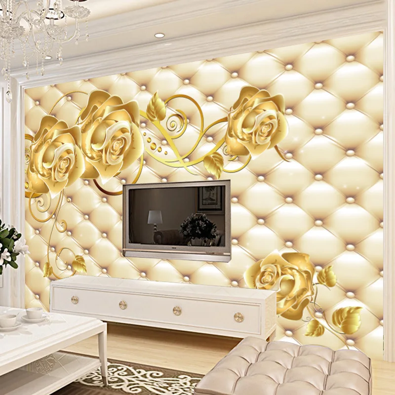 

3D Living Room Television Background Wall Wallpaper Modern Minimalist European Style Film And Television Wallpaper Bedroom Large