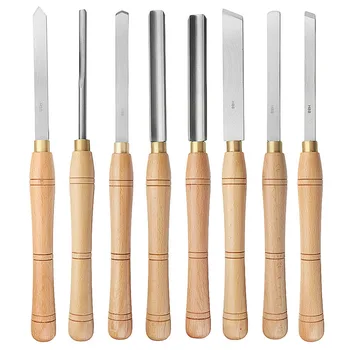 

New High Speed Steel Lathe Chisel Wood Turning Tool With Wood Handle Woodworking Tool 8 Types Durable