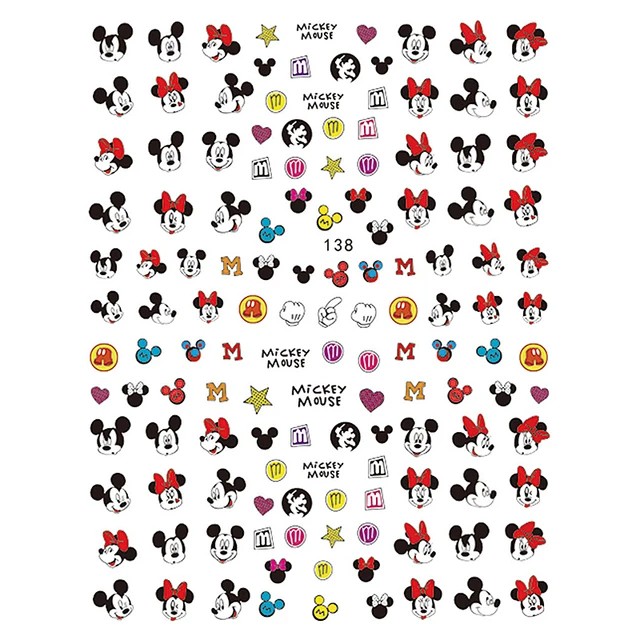 1PCS Disney Cartoon Anime Collection Star Design Nail Sticker Mickey Mouse Donald Duck Lion King Mermaid Stitch Nail Slider HC138