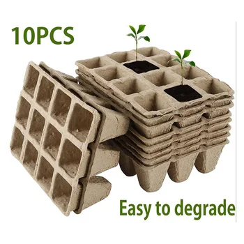 

Garden Peat Pots Plant Marker 12 Holes Biodegradable Flowers Garden Tool Seeds Starter Tray Kit for Home Outdoor JS22