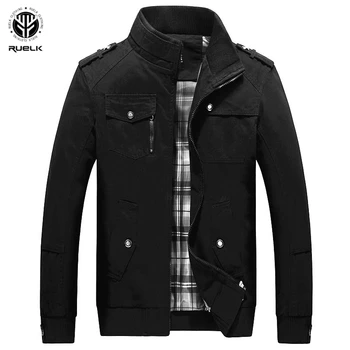 

RUELK New Spring And Autumn Washed Cotton Men's Jacket Classic Solid Color Involves Youth Stand Collar Men's Tops Jacket Men