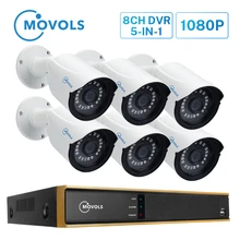 MOVOLS CCTV 6 шт 1080P камера видеонаблюдения 8CH 2000TVL наружная камера безопасности 8CH H.264 2MP гибридный 5 в 1 DVR комплект