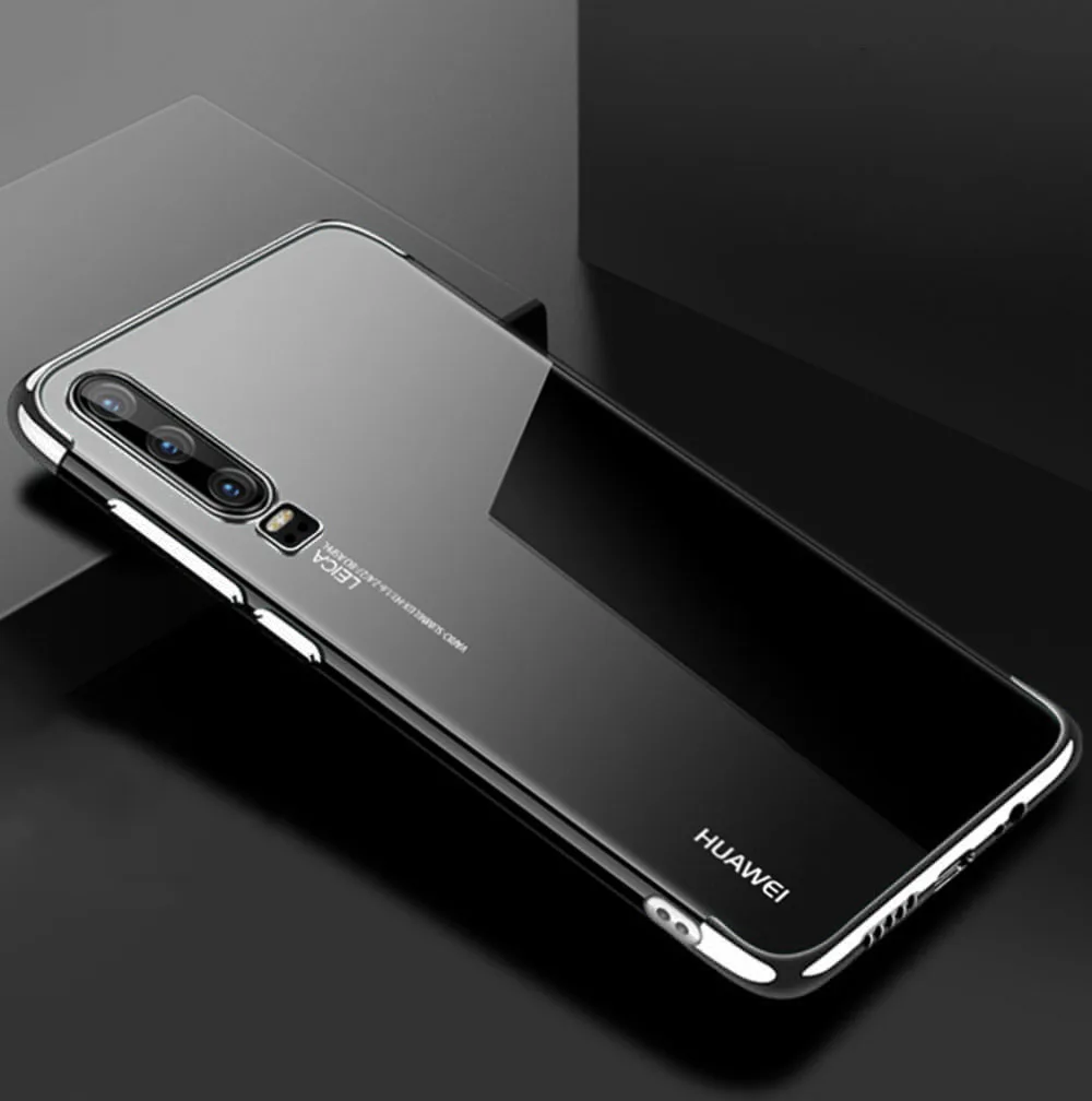 Серебристый Чехлы с покрытием из ТПУ для huawei P30 Pro Lite P20 P Smart Z Plus Nova 3 3i 5 5i Honor 10 10i 20 20s мягкий силиконовый прозрачный - Цвет: Серебристый