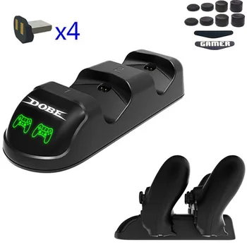 

Dual Charging Dock For Playstation 4 PS4 Slim Pro Controller LED Fast Charging Station Stand w/ 4 Micro USB PS4 Charging Dongles