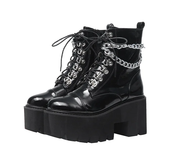 Botas de demonio Punk para mujer, zapatos de plataforma con cadena negra de  Lolita, estilo gótico|zapatos| - AliExpress