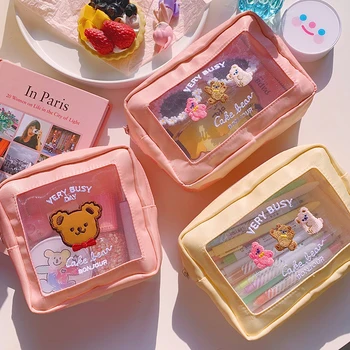 

Transparent Cosmetic Bag Cute Bear Cosmetic Storage Bag Portable Packaging Toy Storage Neceser Transparente Home Items EB50SN