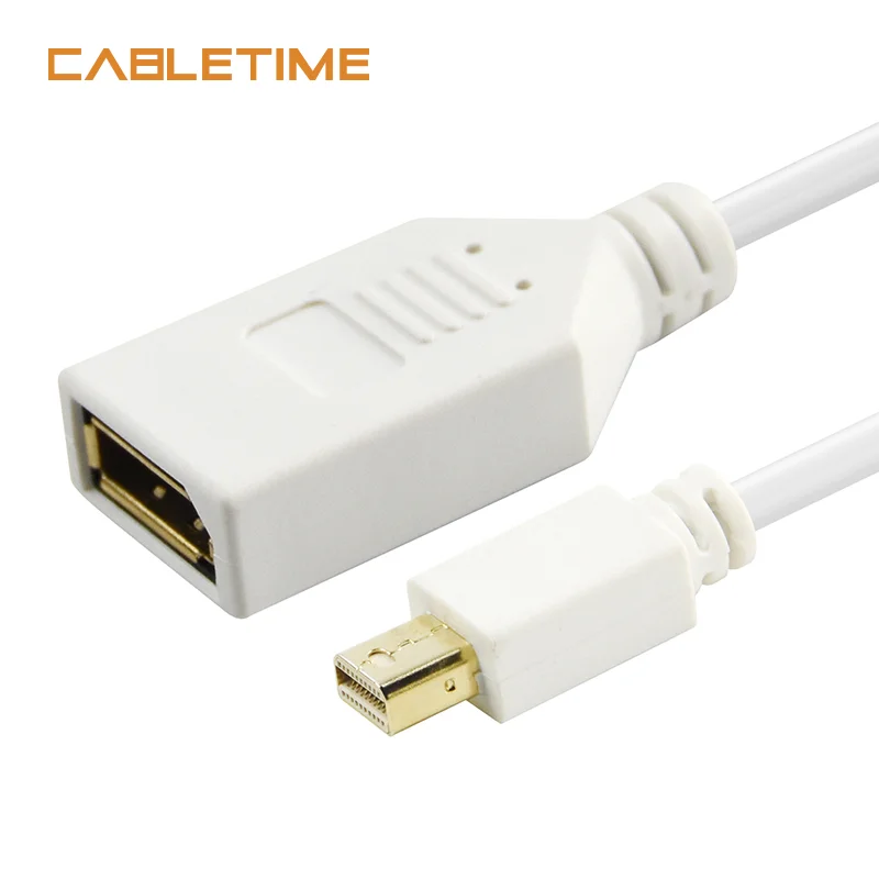 Кабель-адаптер Mini displayport Male-Displayport 1 2 дюйма белый кабель-переходник DP 4K для Mac Dell HD