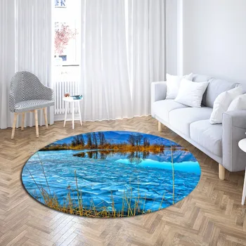 

Custom Ice World Print Landscape Round Area Rugs Modern Decor Floor Mat Bedroom Carpet for Living Room Large Yoga Mat Chair Mats