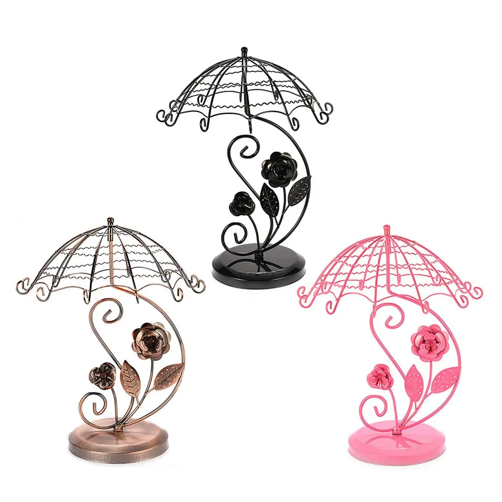 Umbrella Shape Earring Holder Creative Jewelry Frame Necklace Storage Rack Rotating Jewelry Earring Display Stand