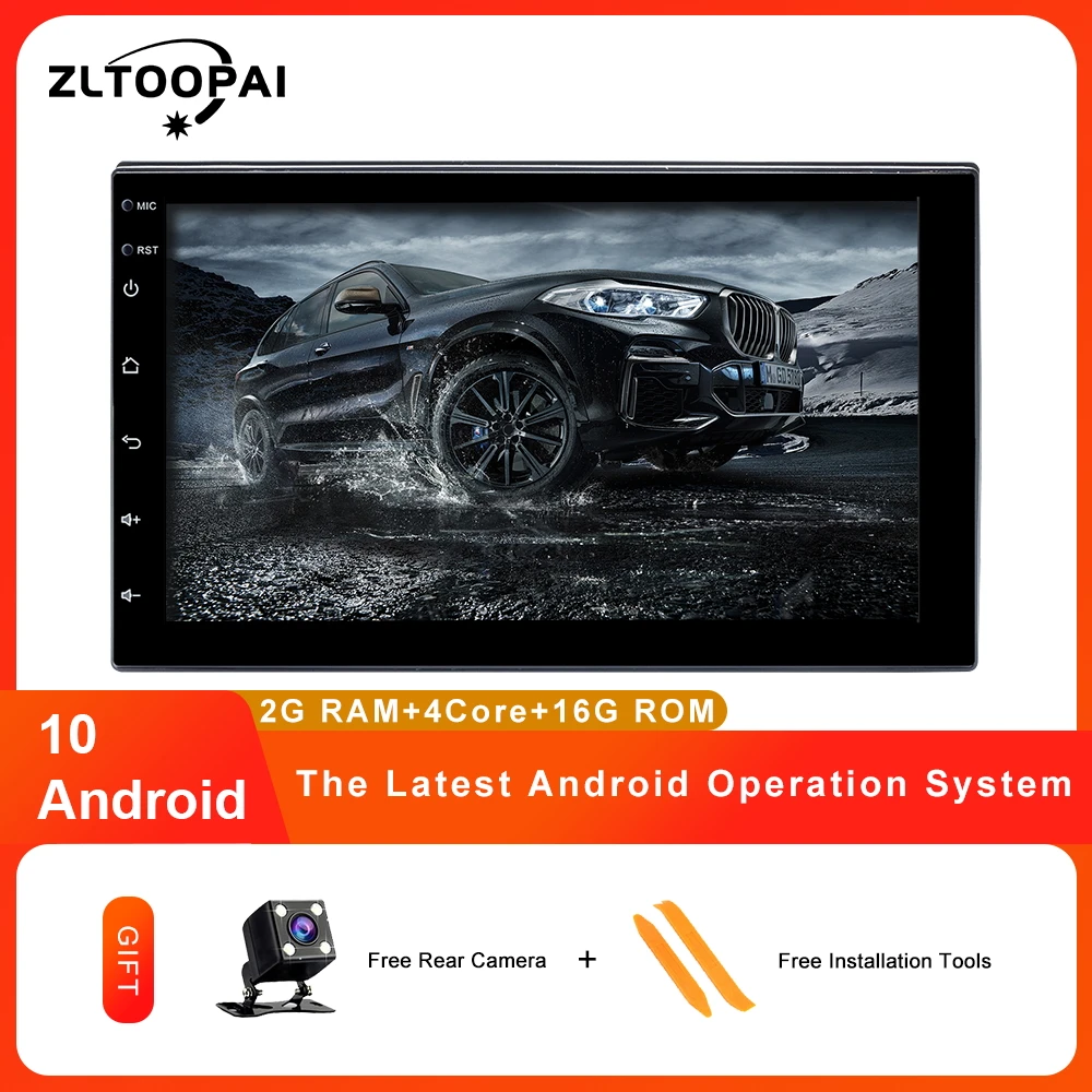 ZLTOOPAI Android 10 Универсальный стандартный автомобильный стерео радио gps навигация Bluetooth WiFi Зеркало Ссылка AUX USB SD резервная камера