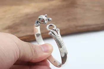 

Solid 925 Sterling Silver LOVELY CAT fashion Women Cuff Bangle Bracelet mom gift jewelry A4635