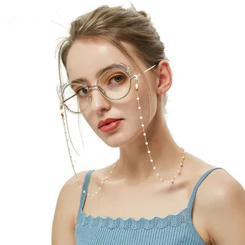 

Women Eyeglass Rope Fashion Handmade Imitation Pearl Beaded Eyewears Sunglasses Strap Necklace Reading Glasses Chain Cord