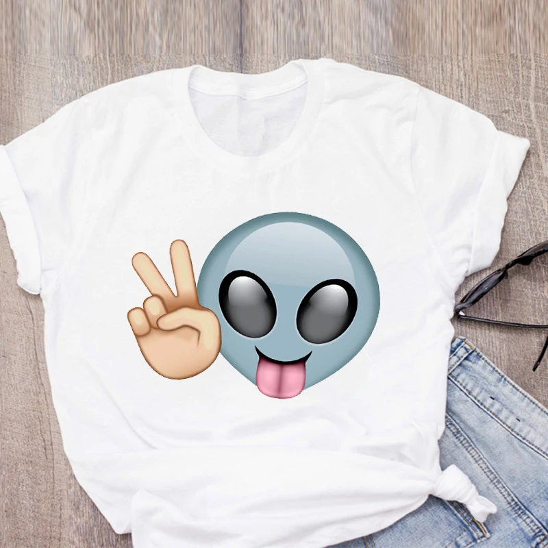 Женская футболка с рисунком из мультфильма Alien Happy Face летняя женская принтом топы