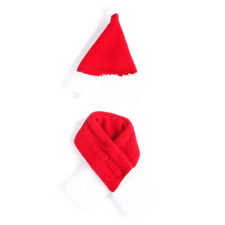 НОВАЯ РОЖДЕСТВЕНСКАЯ одежда для домашних животных, кошачий шарф для собак, шапка, накидка, повязка на голову, набор подарков, зимняя одежда для рождественской вечеринки - Цвет: Hat and Scarf