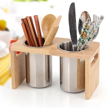 

Kitchen Countertop Stainless Steel Cutlery Holder Durable Easy To Clean Tools With Base Storage Save Space Flatware Organizer