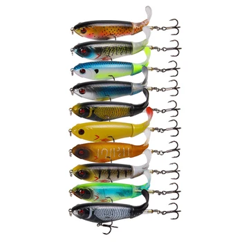

10pcs 10.5cm 17g New Whopper Popper Hard Floating Pencil Lure with unique Rotatable Soft Tail Artificial Bait Fishing Lure