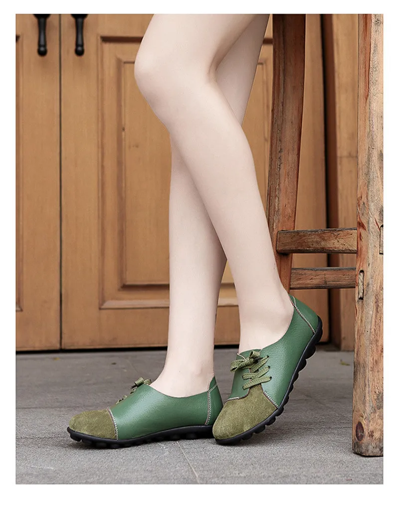 2019 New Leather Women Plus Size Sewing Flats Moccasins Loafers Ballet Flats Women Comfortable Soft Casual Shoes Ladies VT634 (29)