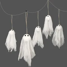 12 штук Хэллоуин белый призрак подвесной декоративный баннер ужас атмосфера баннер Хэллоуин украшение подвесной призрак