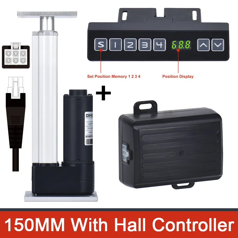 DHLA3000 150MM Stroke IP66 Waterproof Linear Actuator Kit With Remote Controller DC24V Electric Furniture Lift 3000N