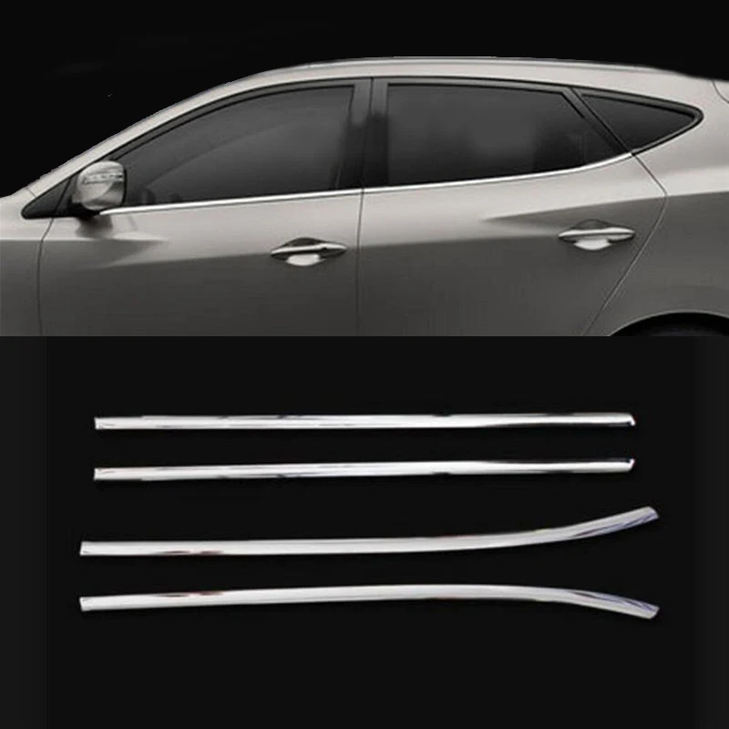 Fit For Hyundai ix35 / Tucson IX MK2 Stainless Steel Side Window Top Trim 2010 2011 2012 2013 2014 2015 4pcs/Set fast ship | Автомобили и