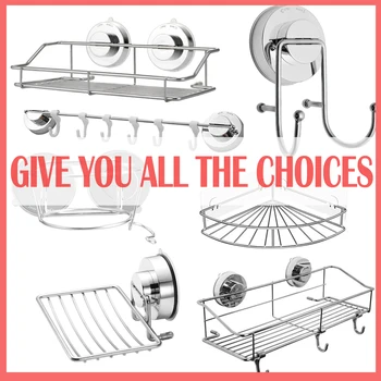 

Stainless Steel Sink Sucker Organizer Shelf Bathroom Wall Vacuum Suction Cup Sponges Storage Basket Kitchen Soap Towel Holder