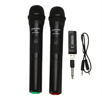 

UHF USB 3.5mm+6.35mm Wireless Microphone Megaphone Handheld Mic with Receiver for Karaoke Speech Loudspeaker Black