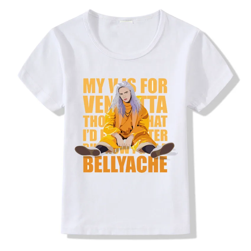 Billie Eilish/футболка для девочек и мальчиков; футболка с рок-музыкой; Детские Модные летние белые футболки; детская футболка