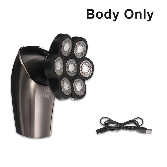 Electric Shaver With 7 Cutter Floating Heads Power Display IPX Waterproof 6 In 1 Men Bald Beard Hair Trimmer Remover Razor
