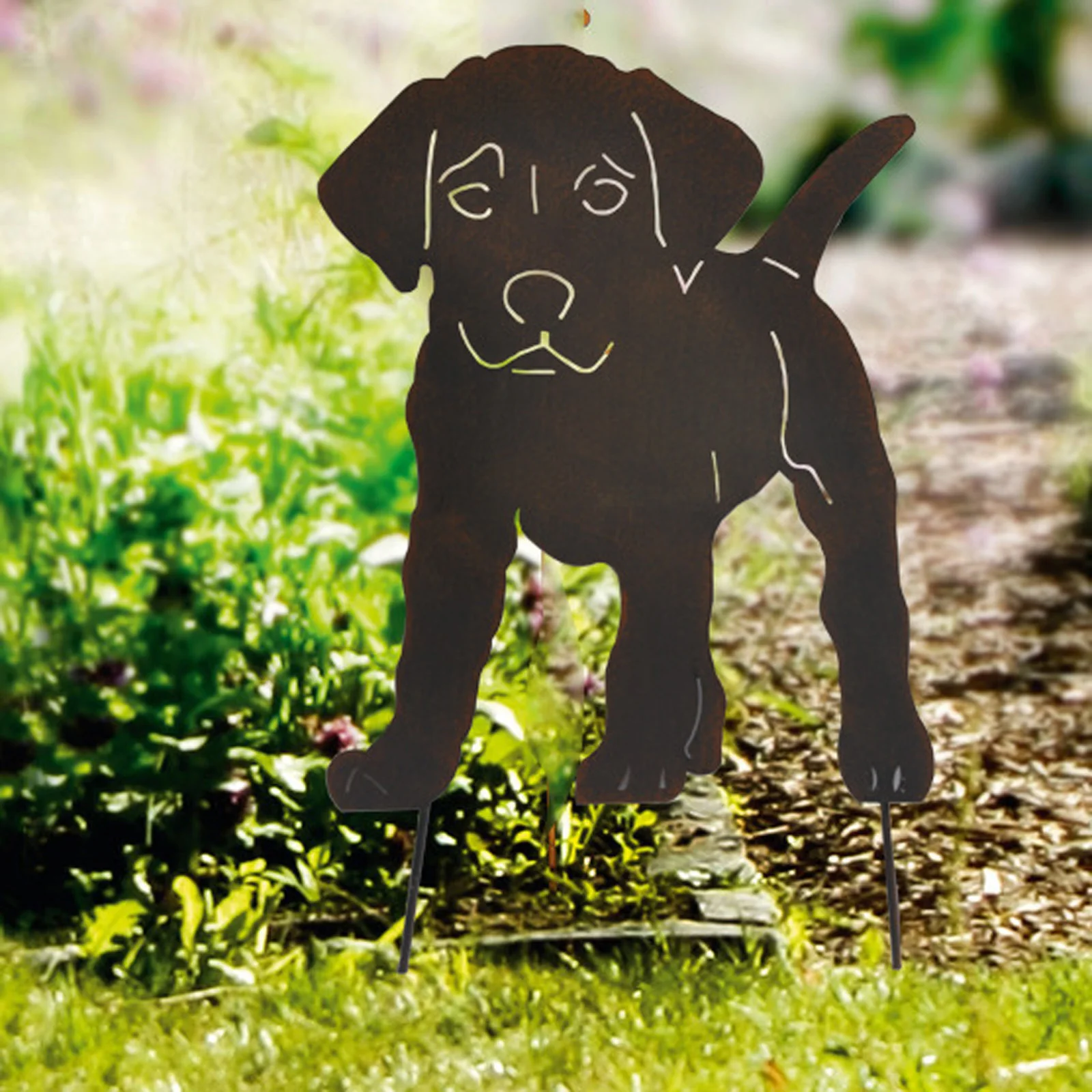 Rooster/Dog Shaped Patio Sculpture Retro Style Iron Art Landscape