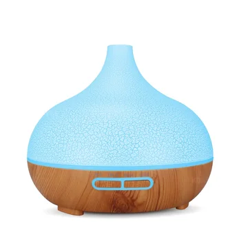 

400ml Ultrasonic Air humidifier with creative crackle light wood Aroma Essential Oil diffuser 7 changeable LED colors for home