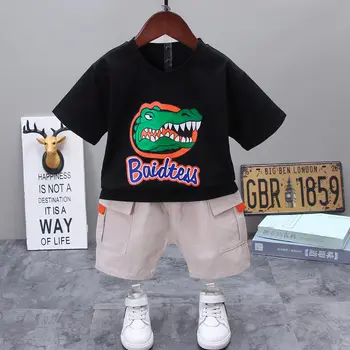 

Children Fashion Summer Baby Boys Girls Clothes cartoon dinosaur T Shirts Shorts 2Pcs/sets Infant Kids Leisure Toddler Tracksuit