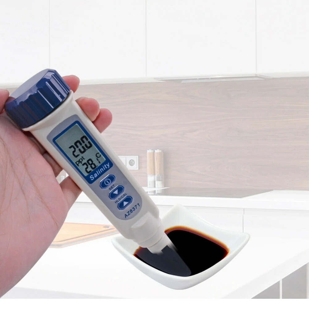 AZ8371 термометр с цифровым дисплеем Salinometer Ручка Тип морской воды тестер Brine lcd проводимость ручной водонепроницаемый измерительный прибор еда