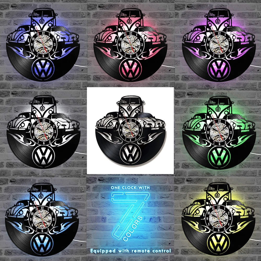 Car Logo Vinyl Record Wall Clock Modern Design Art Silent Unique Decorative Clock 3D Hanging CD Wall Clock Watch 2021 Hot Sale 