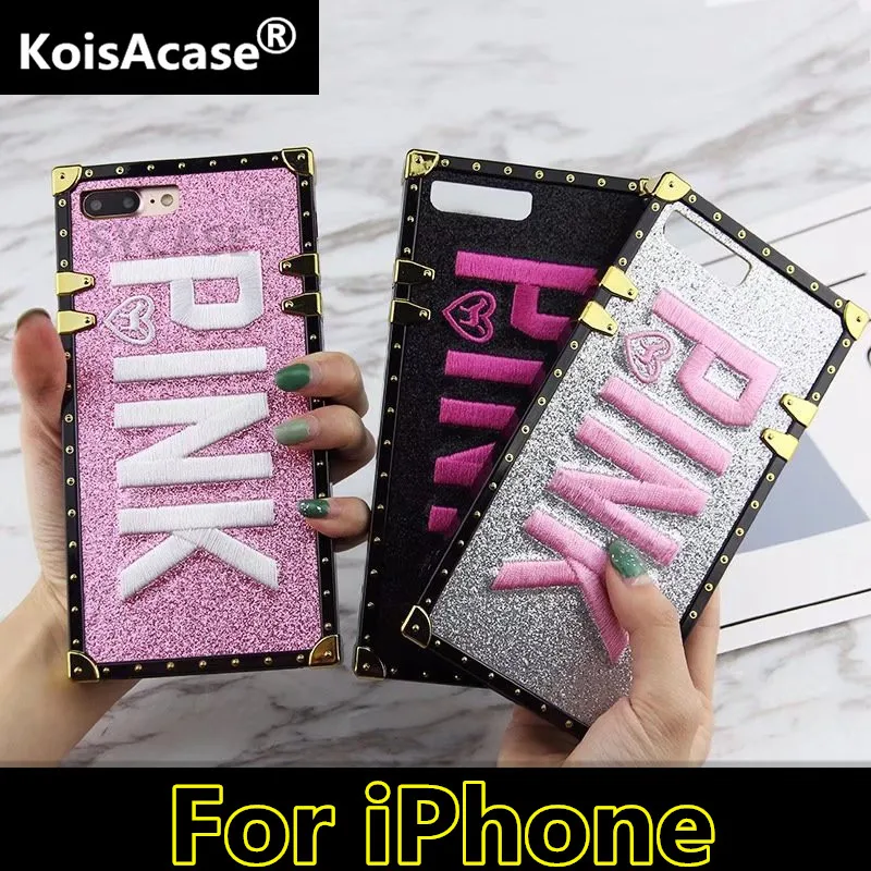 Роскошный чехол KoisAcase с вышитой 3D розовой надписью для iphone 11 pro max X Xr Xs Max 6 6S 7 8 Plus