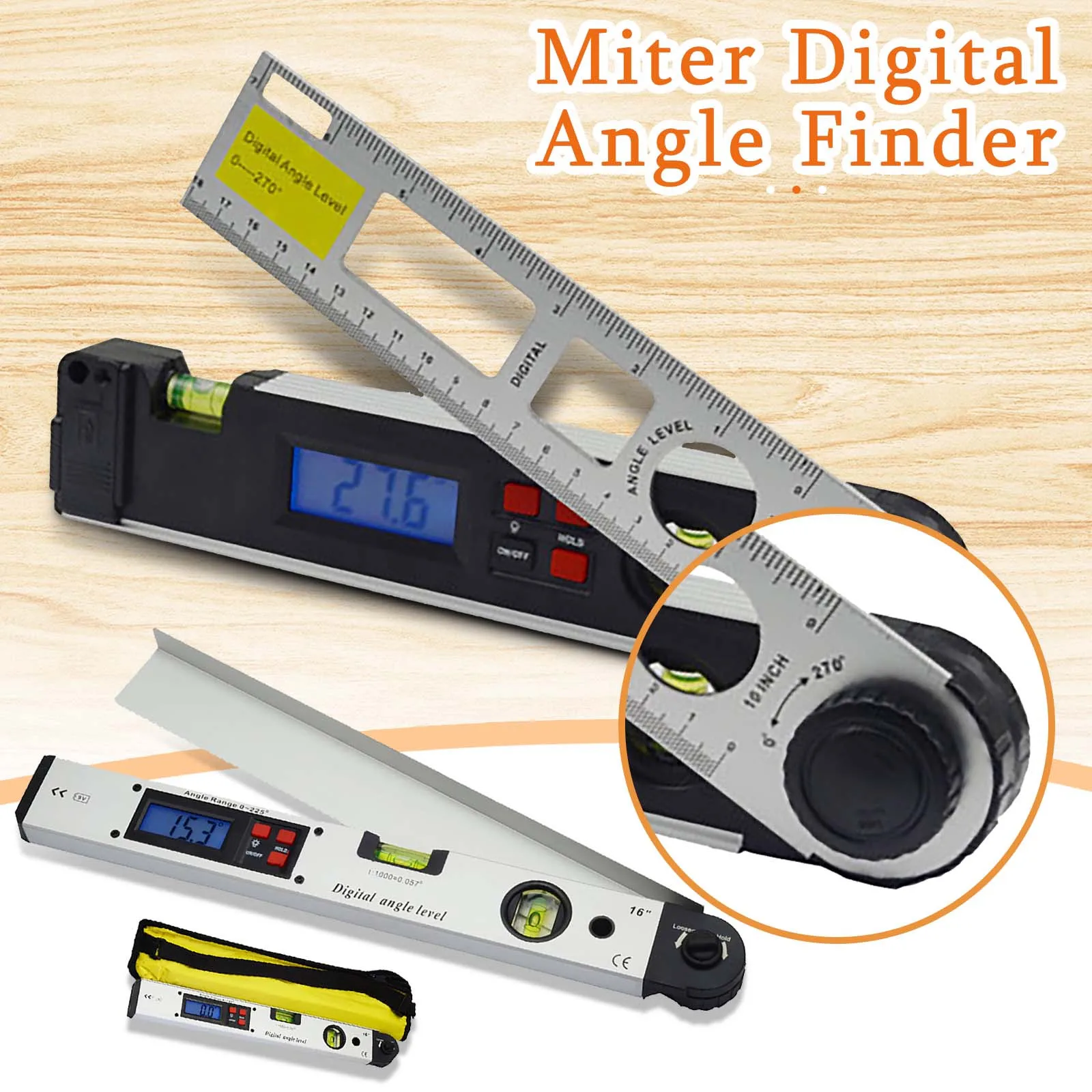 Digital Protractor Woodworking Miter Angle Finder Cut Calculator Level Tool New 400mm/16inch Slope Test Ruler | Канцтовары для