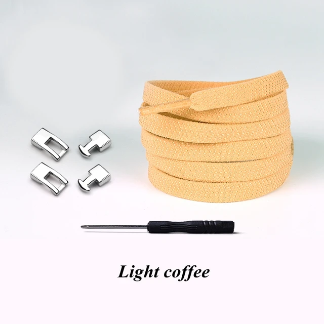 Elastic Cross buckle ShoeLaces New 1 Second Quick No Tie Shoe laces Kids Adult Unisex Sneakers Shoelace Lazy Laces Strings Light coffee