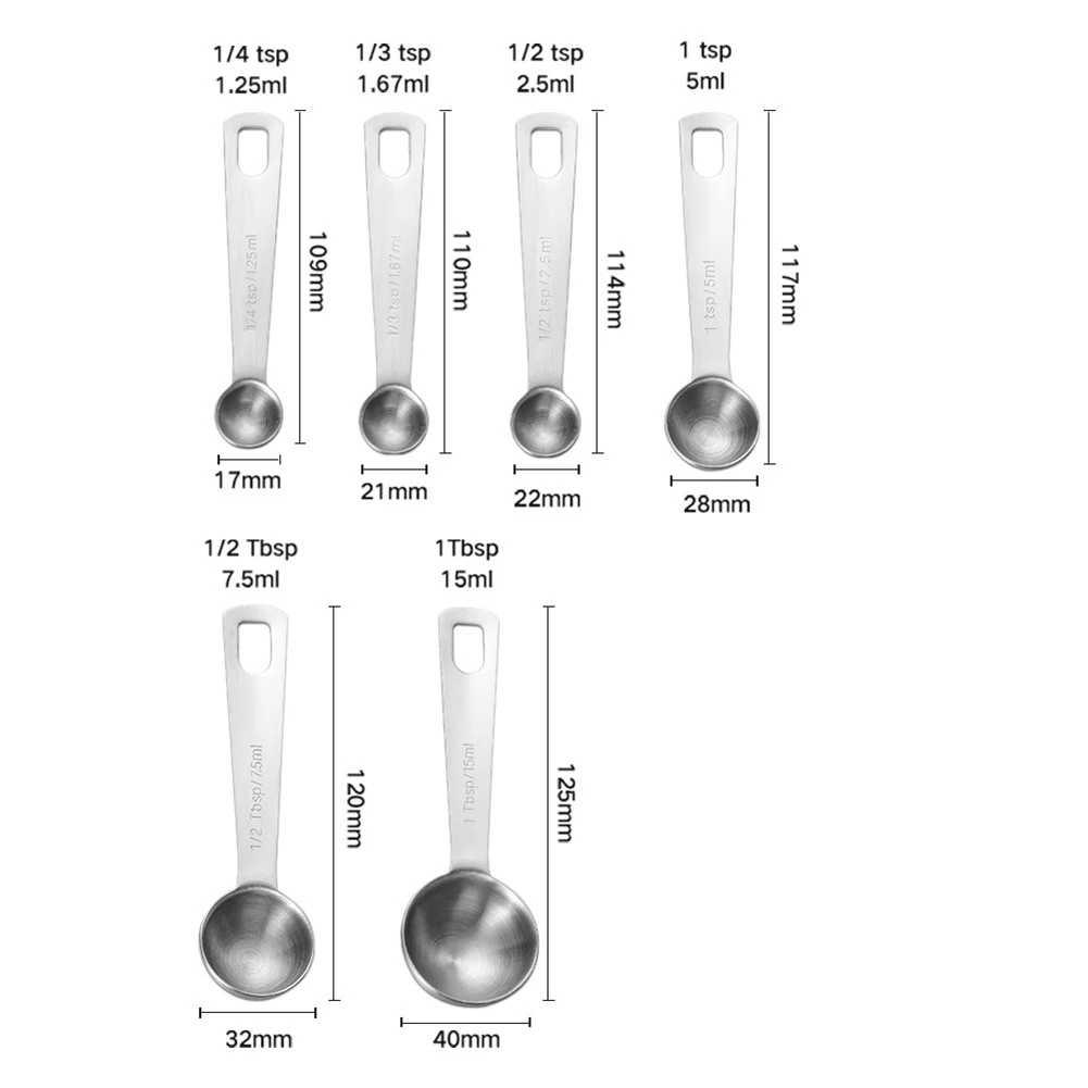 6 шт. многоразовые из нержавеющей стали приправа кофе порошок мерный Совок Ложка кухонные измерительные инструменты