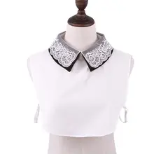 Корейская женская вышивка кружева Слоистые лацканы Ложные поддельные воротник молния сзади с элегантным съемным воротником кукла половина рубашка блузка Топы