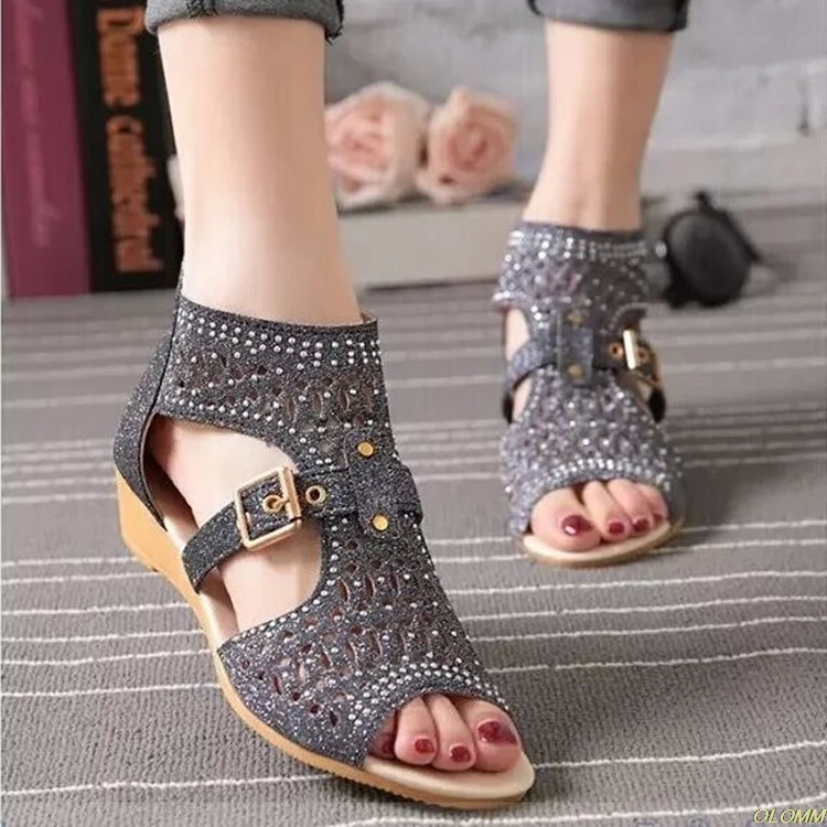 

Woman Sandals 2020 Women Shoes Rhinestones Chains Thong Gladiator Flat Sandals Crystal Chaussure Plus Size 41 tenis feminino