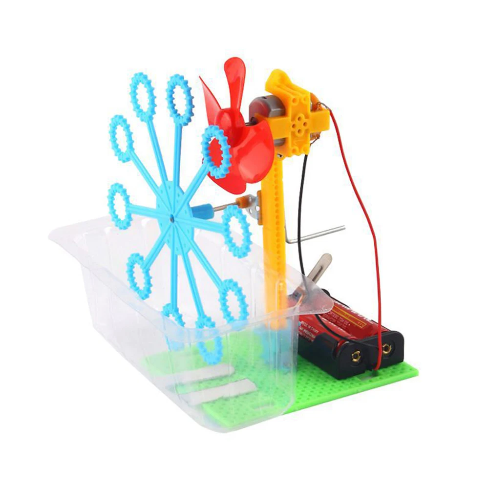 DIY Handmade Hand Cranked Bubble Machine Children Science Experiment Toy /Neu 