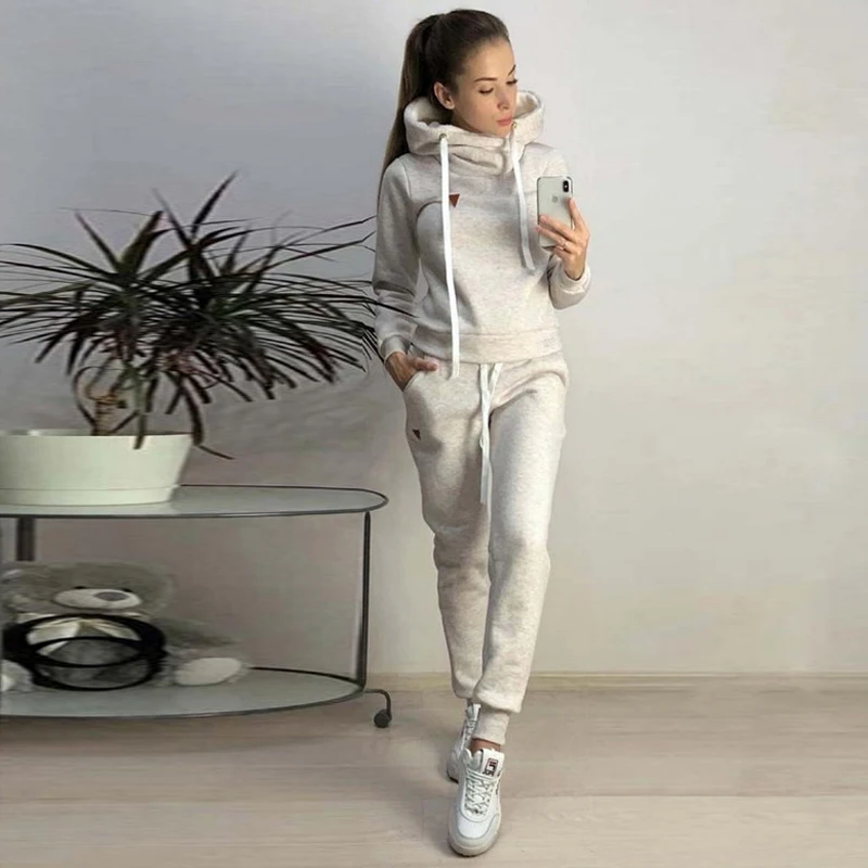 

2019 New Autumn Winter Women Sets Tracksuit Female Long Sleeve Pullover Jackets And Pants Two Piece Set Warm Outfits Suit Girls