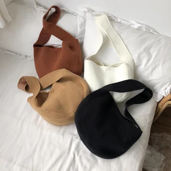 

2020 New Winter Knitted Women Bags Korean Style Ladies Shoulder Bag Casual Weaved Female Middle Crossbody Bag Whole Sale