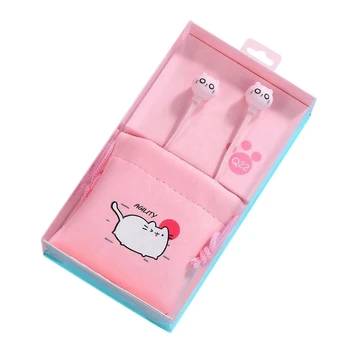 

Cute Cat Wired Earphone with Mic Stereo Earbuds with Earphone Case for Xiaomi Samsung iPhone Mobile Phone(Pink)