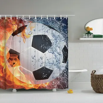 

Dafield Football Shower Curtain Football Curtains Sport Shower Curtain Baseball American Football On Fire And Water Splashing