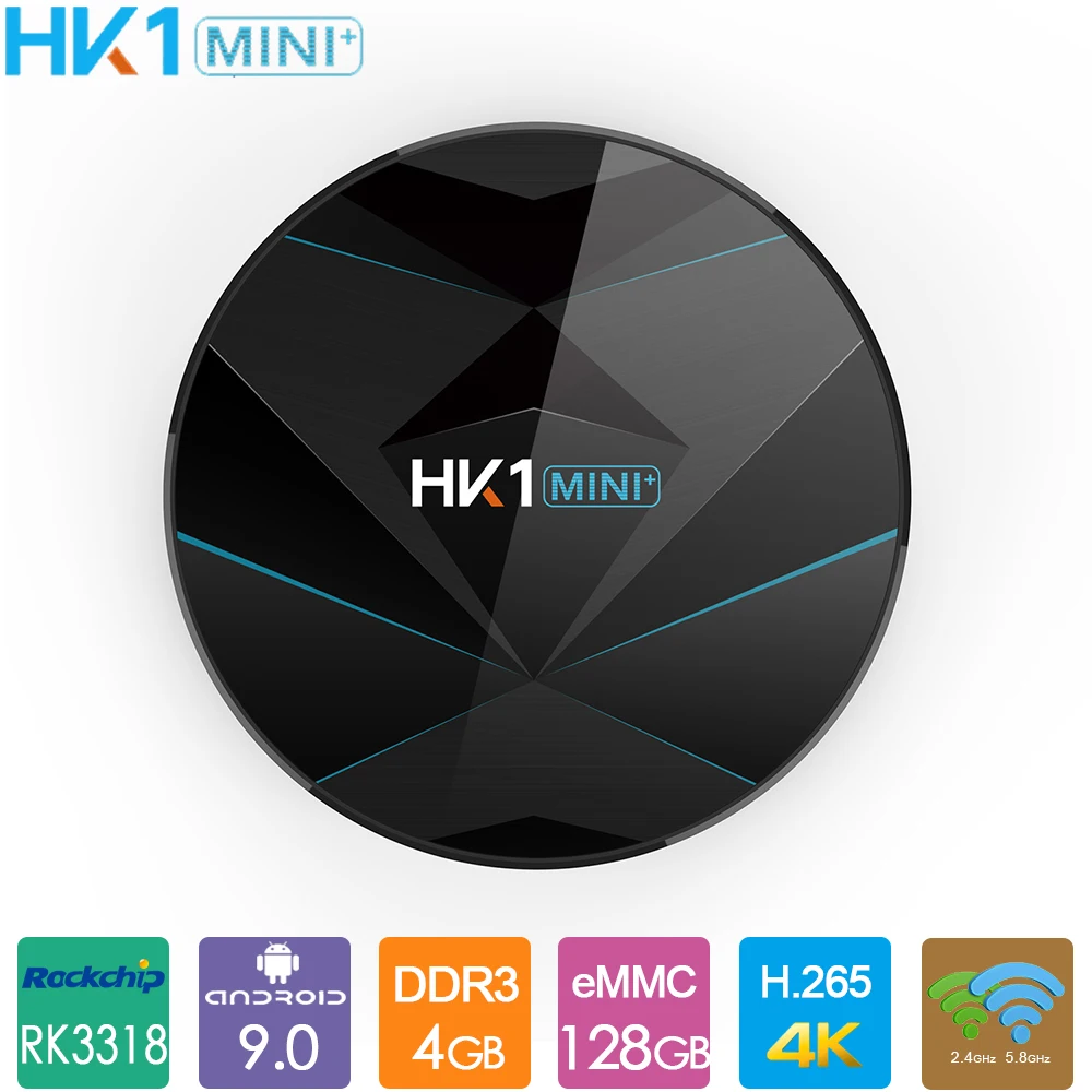 HK1mini Plus Android 9 0 ТВ бокс на Rockchip RK3318 4 ГБ 32 ГБ/64 Гб/128 Гб двойной WiFi BT4.0 4K медиаплеер HK1