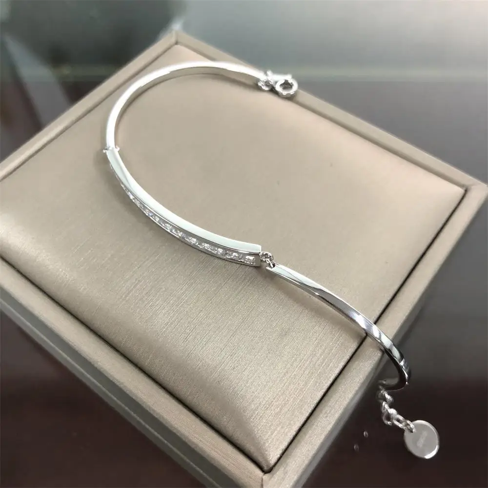 Rainbamabom Мода серебро 925 пробы искусственный Муассанит браслет из драгоценных камней очаровательные женские браслеты ювелирных изделий