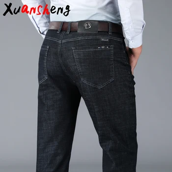 

Xuan Sheng straight men's jeans 2019 blue black classic fashion casual streetwear clothing stretch men's pants original jeans